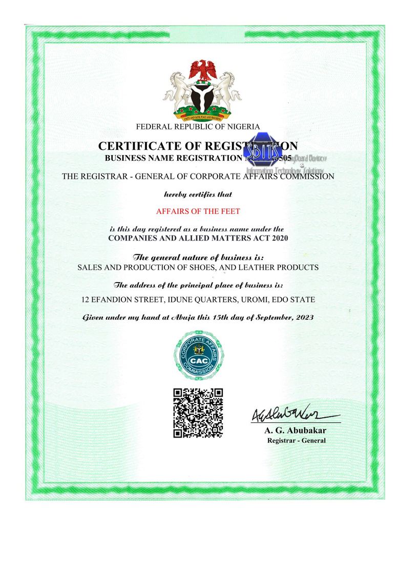 CAC registration work - AFFAIRS OF THE FEET