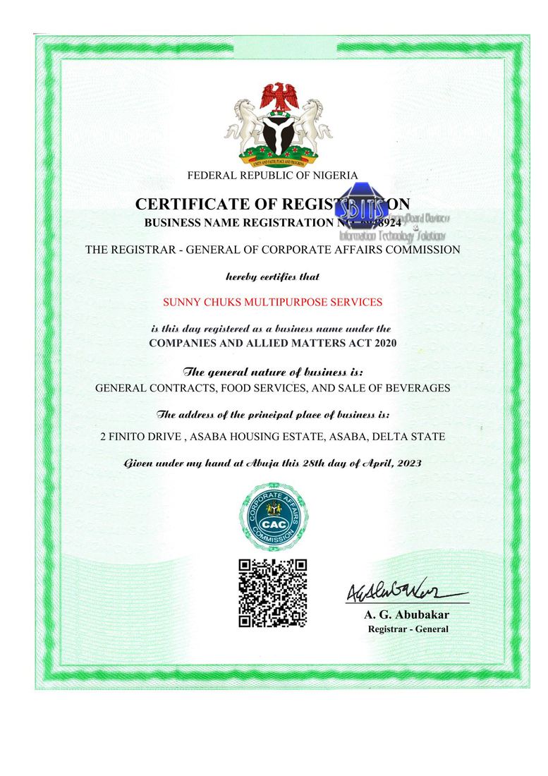 CAC registration work - SUNNY CHUKS MULTIPURPOSE SERVICES