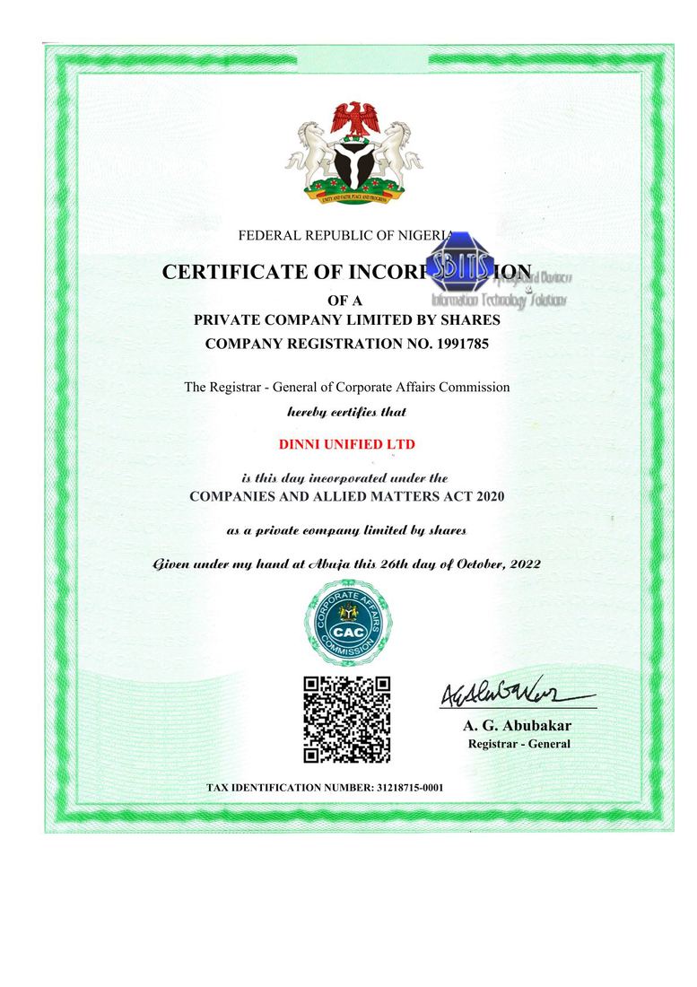 CAC registration work - Dinni Unified Ltd