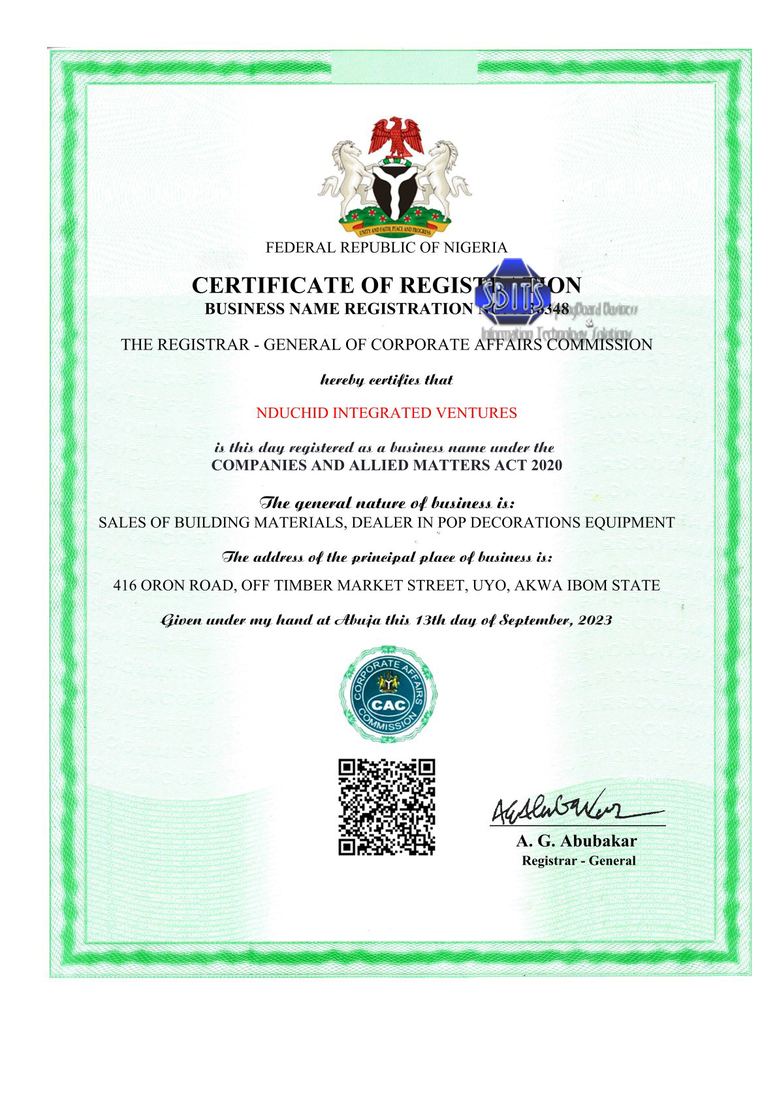 CAC registration work - Nduchid Integrated Ventures